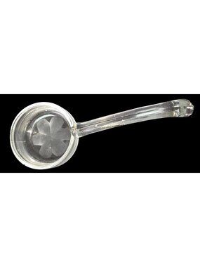 Vintage Etched Glass Condiment Ladle Floral Design 5.5" Serving Spoon  1950s
